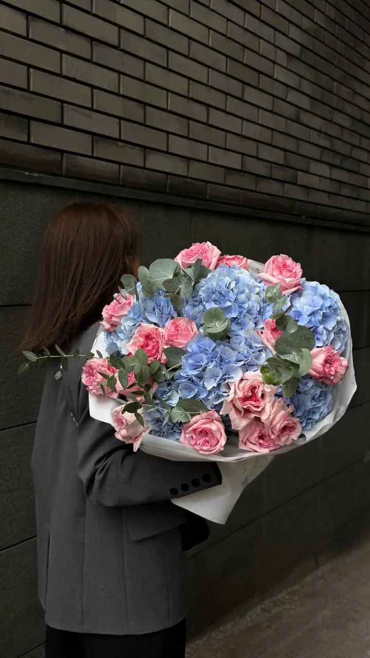 Blue & Pink Bloom — designer bouquet by WTF! Dnipro