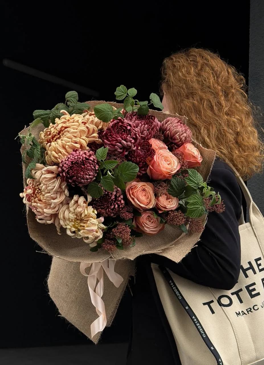 Burgundy Mum Bloom — designer bouquet by WTF! Dnipro