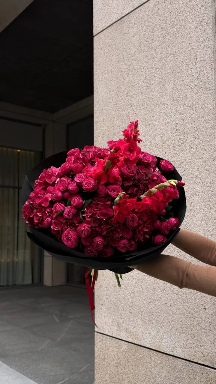 Crimson Gladiolus Bloom — designer bouquet by WTF! Dnipro
