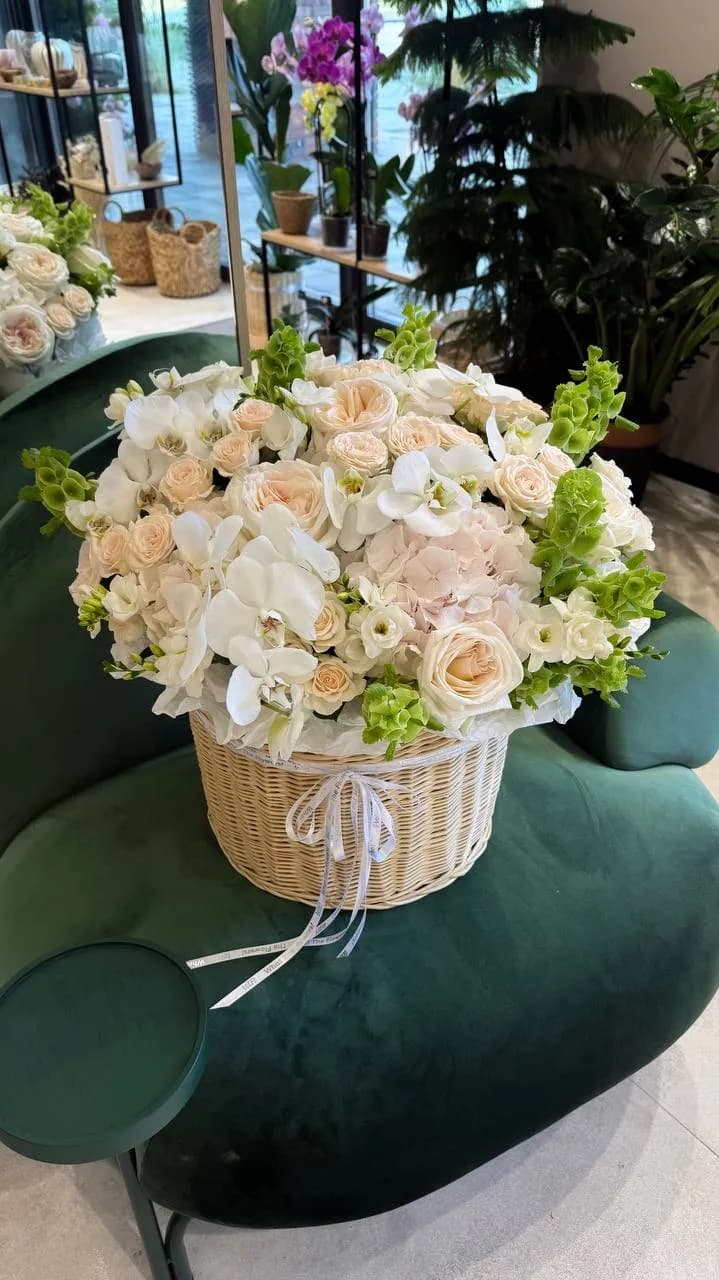 Ivory Orchid Basket — designer bouquet by WTF! Dnipro