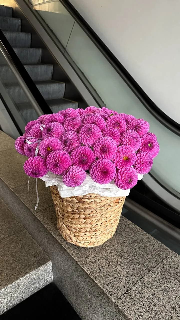 Magenta Dahlia Basket — авторський букет від WTF! Дніпро
