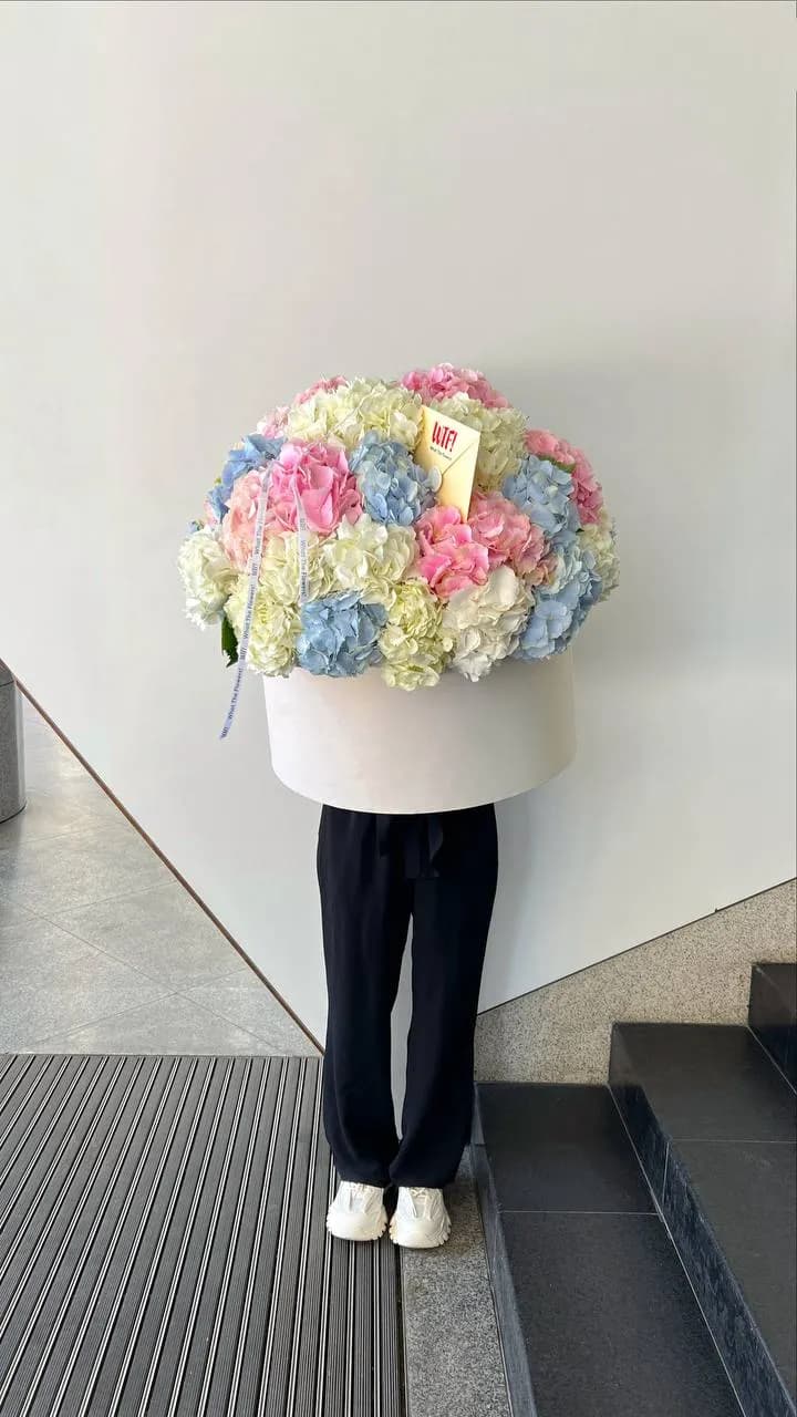 Pastel Hydrangea Box — авторський букет від WTF! Дніпро