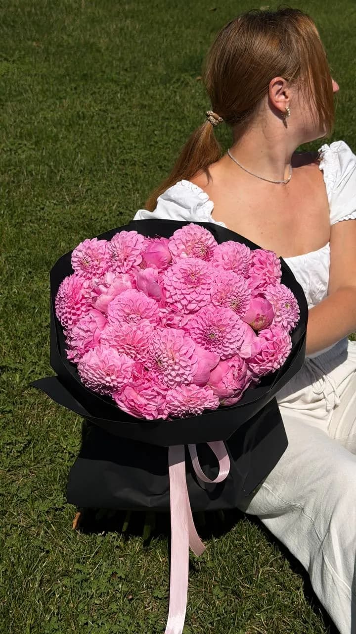 Pink Dahlia Sphere — designer bouquet by WTF! Dnipro